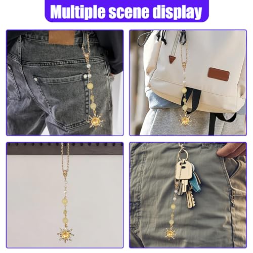 Boho Natural Stone Car Mirror Charm - Sun Pendant Decoration