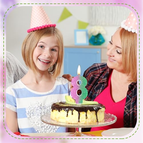 Pink & Green Movie Themed Birthday Candle - 6th Birthday Decoration