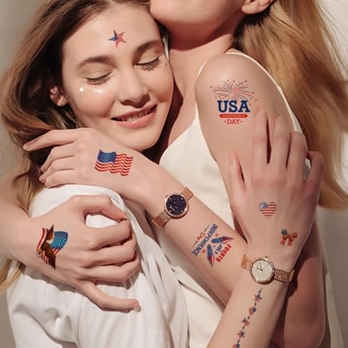 Fourth of July Temporary Tattoos - American Flag & Patriotic Designs (90 Pcs)
