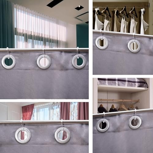 Silicone Shower Curtain Rings Hooks - Clear, 12 Pack