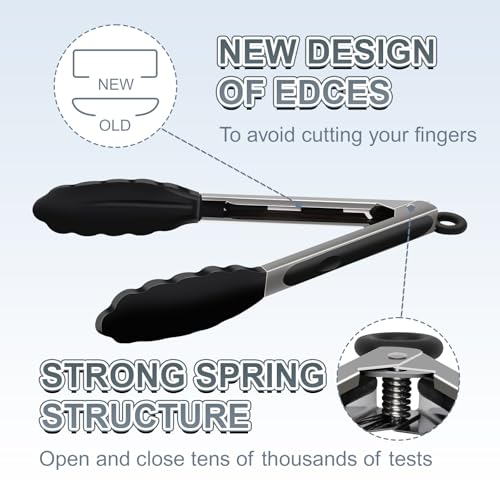 JIDSPWLS 2 Pack Premium Stainless Steel Kitchen Tongs, 9'' & 12''