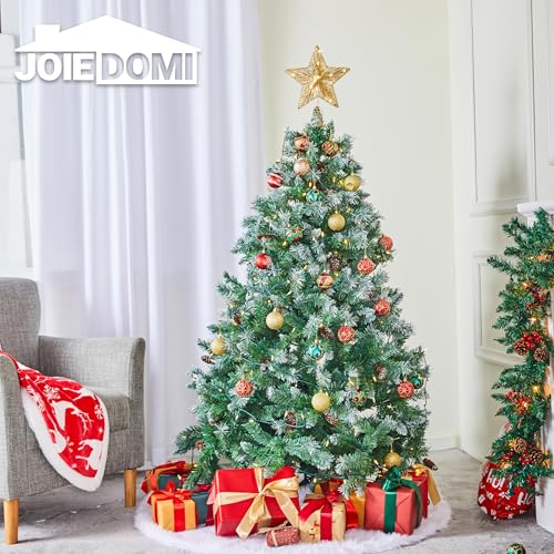 9.5-Inch Gold Christmas Tree Topper with 20 LED Warm White Lights and Remote Control