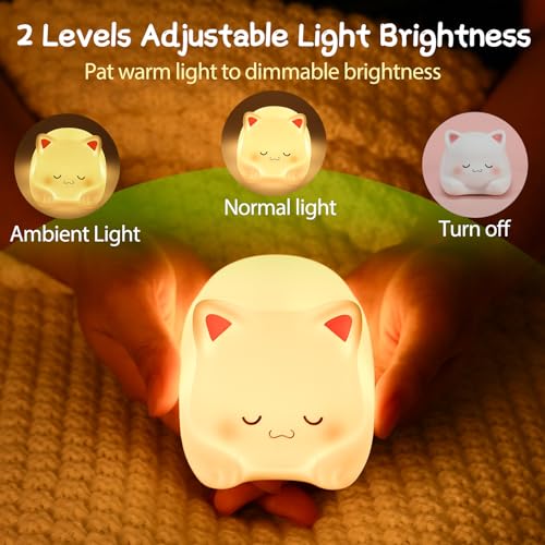 ZKLiLi Miyan-Pamao Cute Cat Night Light for Kids 16 Colors Dimmable Nursery