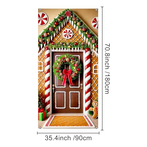 IVN Christmas Candy Arch Door Cover Decoration Banner 71 x 35 Inch - Peppermint Style