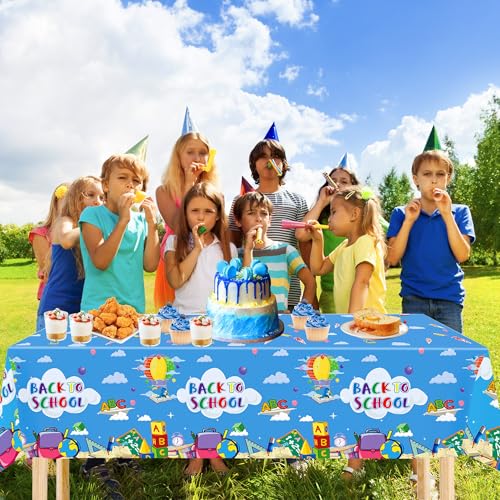 Back to School Tablecloths - 2 Pack Plastic Table Covers, 54x108 Inch