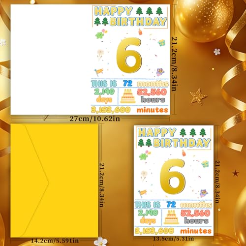 6th Birthday Card with Glitter Envelope - Premium 6 Year Old Gift