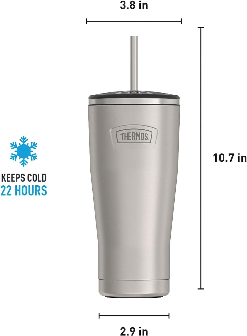 THERMOS Icon Series Stainless Steel Cold Tumbler - 24 Ounce, Matte Finish, Vacuum Insulated with Lid & Straw