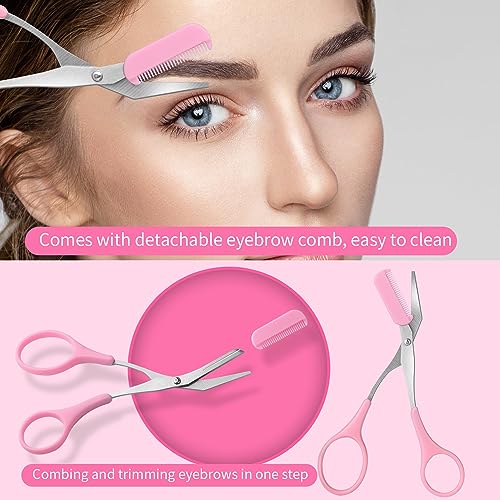 JIAKAI 3-Piece Eyebrow Trimmer Scissors with Comb and Razor