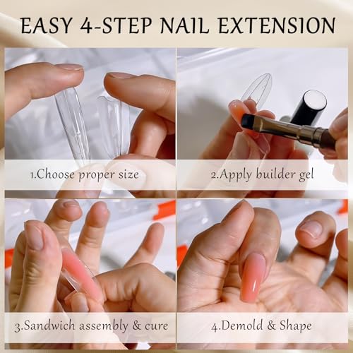 JJUNW 240 PCS Sandwich Dual Nail Forms Trapezoid Reusable Extension Kit