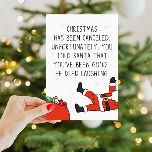 Funny Christmas Card for Sister Brother Daughter Son - Santa Died Laughing, Holiday Humor, #560