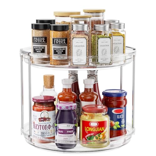 9.25" Double-Tier Lazy Susan Turntable Organizer for Kitchen & Bathroom