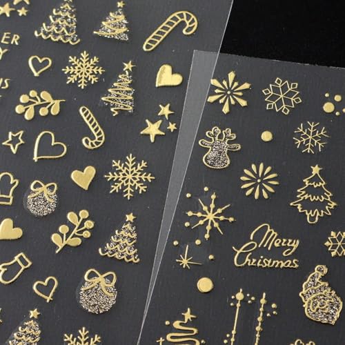 Christmas Nail Art Stickers 4 Sheets Self-Adhesive Winter Decals