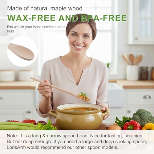 LorisArm Wooden Cooking Spoon Set - 3 Sizes, Maple Wood Utensils