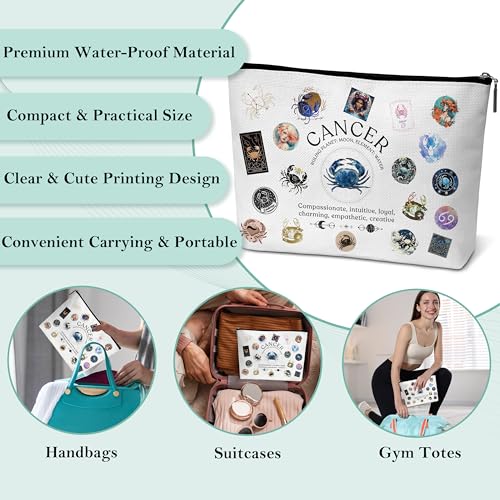 Beshoul Cancer Zodiac Makeup Bag Canvas Travel Cosmetic Pouch