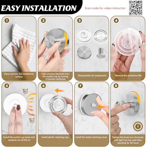 MOTAIPEAK Suction Cup Shower Hooks, Stainless Steel Towel Hooks - 2 Pack