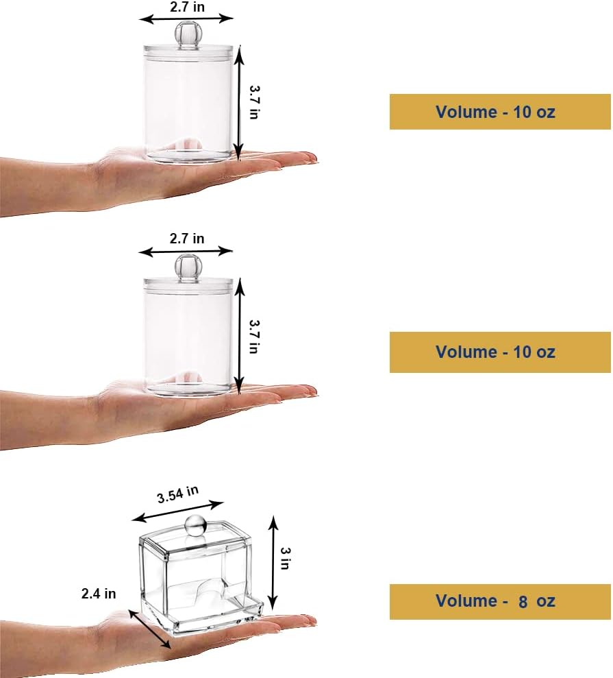 Swab Holder Canisters by [Brand Name] - Clear Plastic Qtip Dispenser with Lid | Perfect for Cotton Balls & Makeup Pads