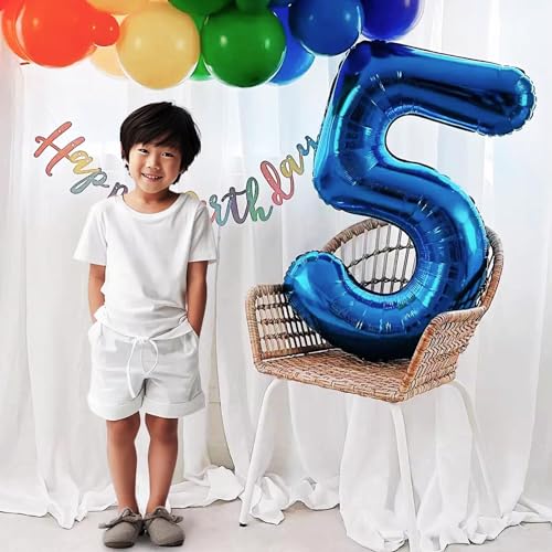 40-Inch Navy Blue Number Foil Balloon Set for Birthday & Anniversary