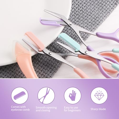 Eyebrow Trimmer Scissors with Comb and Razor Set