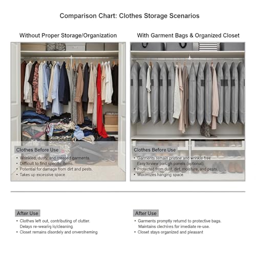Kimmama Garment Bag 2-Piece Set for Short Clothes, 23.6" x 43.3", Grey