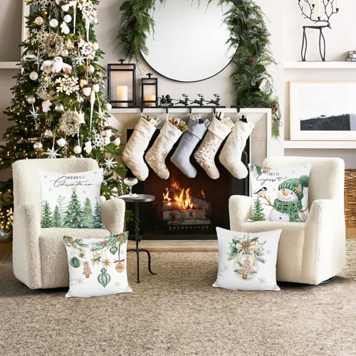 Christmas Throw Pillow Covers Set of 4 - 18x18 Inch Velvet Decor