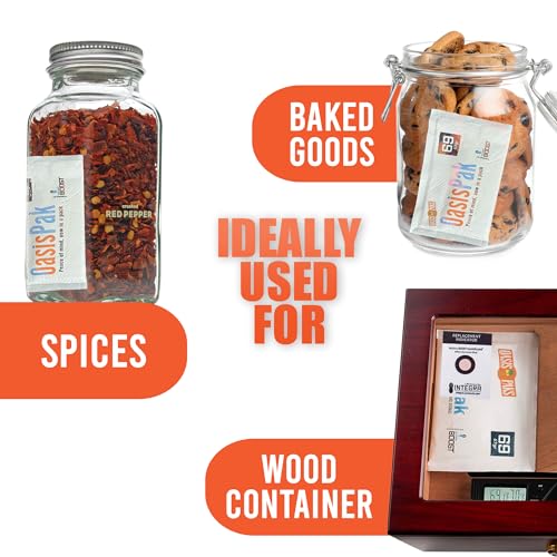 OasisPak 69% RH Humidity Control Packs - 67g for Freshness & Flavor