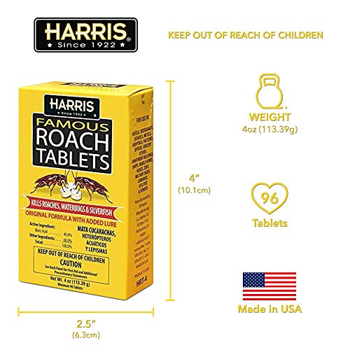 Harris Roach Tablets - Boric Acid Roach Killer (4oz, 96 Tablets)