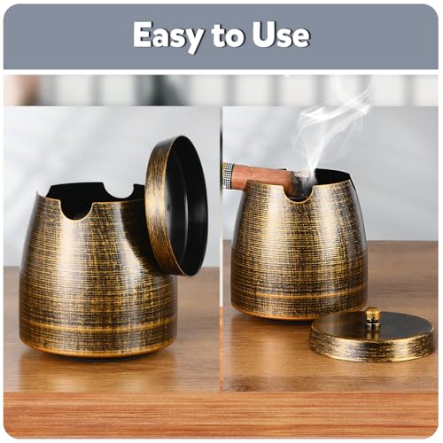 Small Cigar Ashtray with Lid - Windproof Outdoor Decor