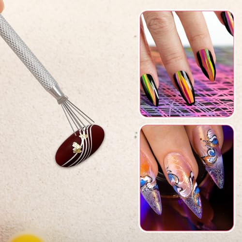 7-Pin Stainless Steel Nail Art Liner Pens & Drawing Tools 3-Pack