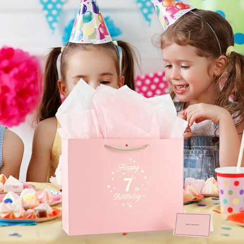 Rose Gold 6th Birthday Gift Bag with Wrapping Paper & Card