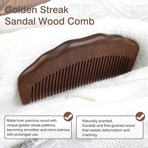 Natural Sandalwood Wide-Tooth Comb Anti-Static Hair Detangler