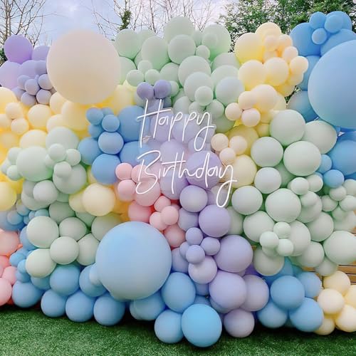 PartyWoo 101pcs Pastel Balloons - 12 Inch Rainbow Balloons for All Occasions