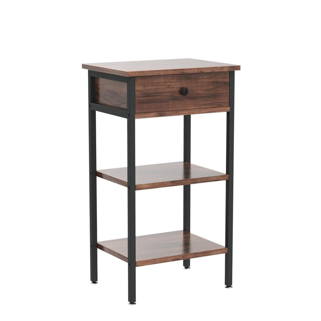 VECELO 28 Inch End Table,Industrial Retro Side Table Nightstand Storage Shelf Tall End Table Easy Assembly Nightstand for Living Room Bedroom Kitchen Family and Office Set of 2,Brown