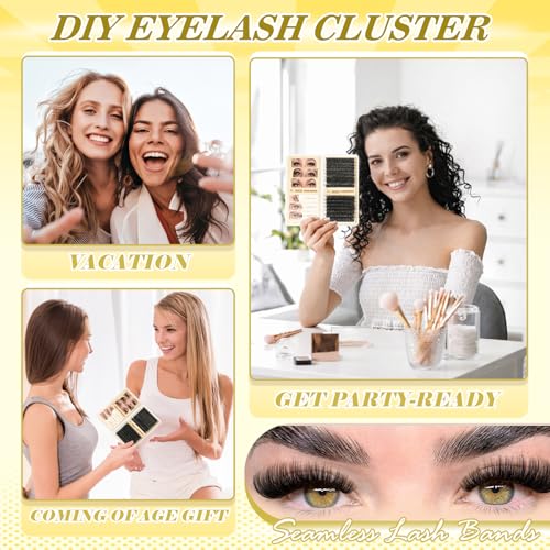 FLOMAZE Wispy Lash Clusters 60D D Curl DIY Individual Eyelash Extensions 320Pcs
