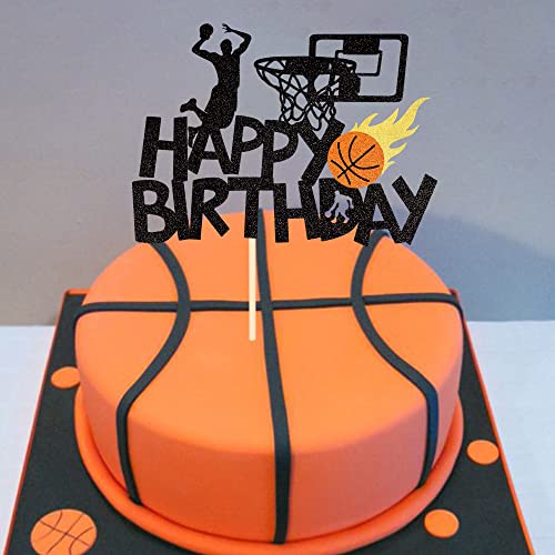 Basketball Birthday Cake Topper - Glitter Sports Theme Decor