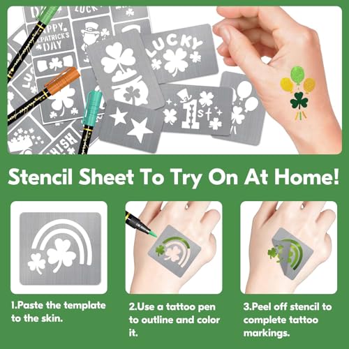 St. Patrick's Day Temporary Tattoo Stencils Kit - Face and Body Paint Templates