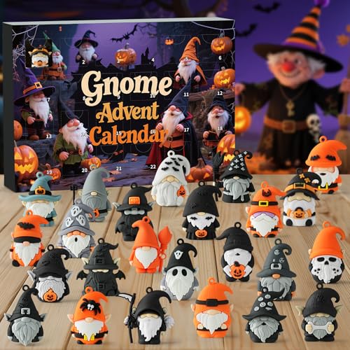 Gnome Advent Calendar 2026 Multi Gnome Halloween Countdown with 24 Collectible Gifts for Kids & Teens