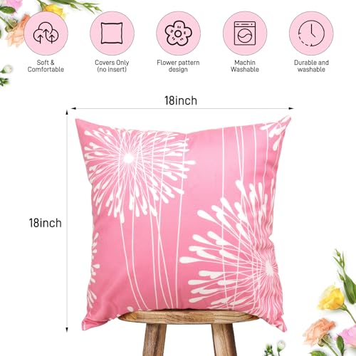 Pink 20x20 Decorative Throw Pillow Covers Set of 4 - Modern Farmhouse Cushion Cases for Sofa & Couch