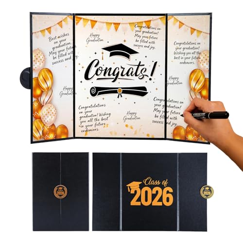 Black and Gold Graduation Guest Book for Class of 2026