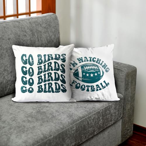 Football Throw Pillow Cover 18x18 Inch for Game Day Decor