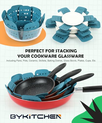 BYKITCHEN Pot Pan Protectors - 6pcs Set, 12/14/16 inch, Cyan