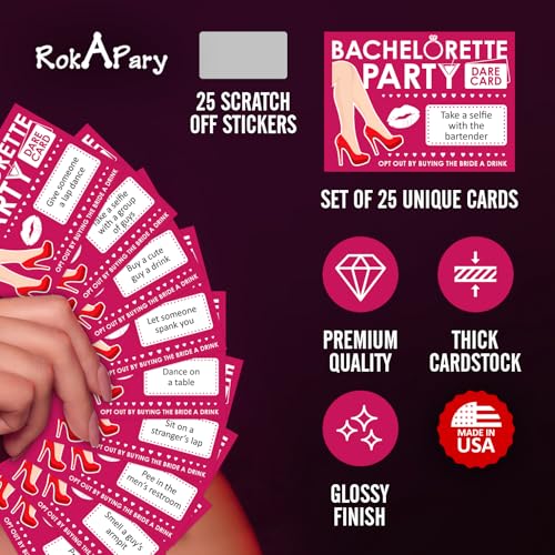 Bachelorette Dare Cards Game - Hot Pink Scratch-Off Challenges for Bridal Shower & Girls Night