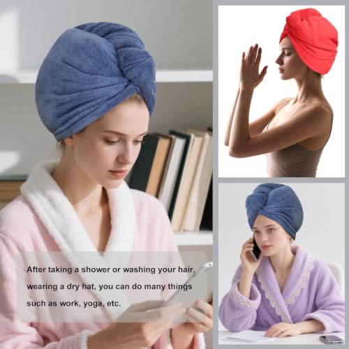 Microfiber Hair Drying Towel Wrap 2-Pack, Super Absorbent Hair Turban