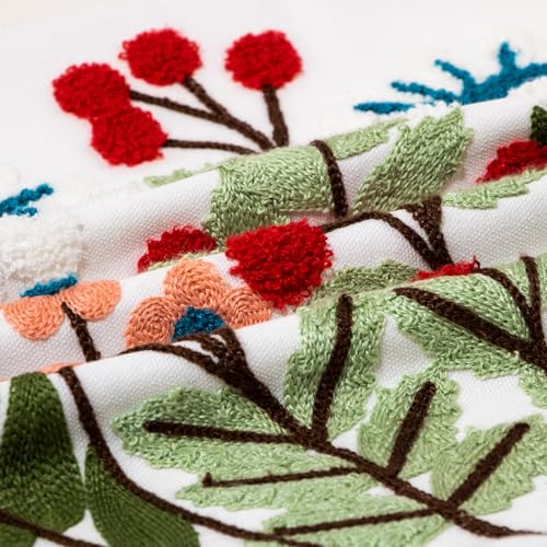 Floral Embroidered Throw Pillow Cover 18x18 Spring Decorative Cushion Case