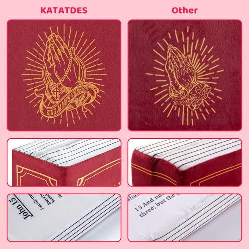 Katatdes Red Bible Pillow Book Plush Decorative Throw Pillow for Home & Christmas
