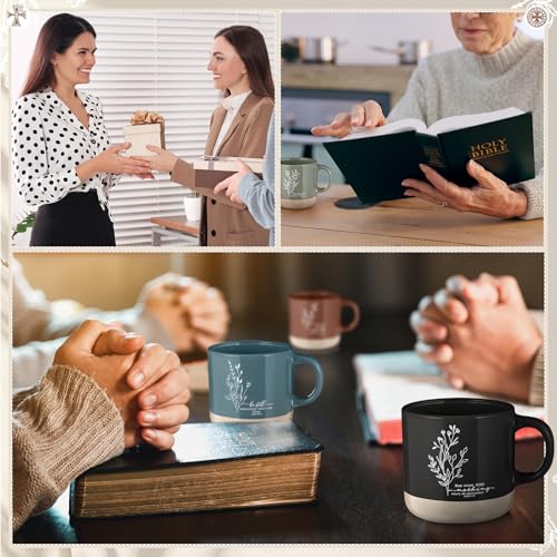 Bohemian Christian Gift Set - 6 Ceramic Mugs, Notebooks & Ballpoint Pens - Thanksgiving Religious Gifts