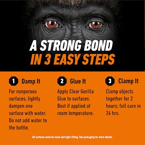 Gorilla Clear Glue, All-Purpose Polyurethane Adhesive, 5.75 oz, 2-Pack