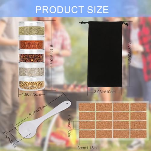 5-Layer Portable Spice Jars Set with Organizer Bag and Spoon