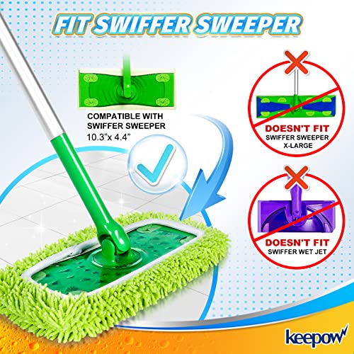 KEEPOW Reusable Mop Pads for Swiffer Sweeper - 4 Pack Microfiber Cleaning Cloths