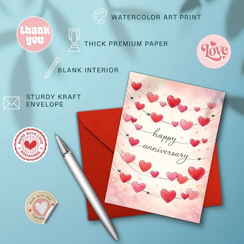 Hieprints Romantic Anniversary Card for Husband, Wife, Boyfriend, or Girlfriend