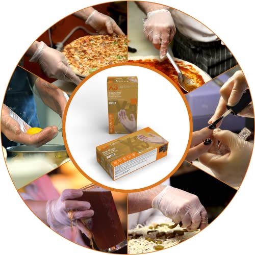 X3 Clear Vinyl Disposable Industrial Gloves - 3 Mil, Latex-Free, Food-Safe